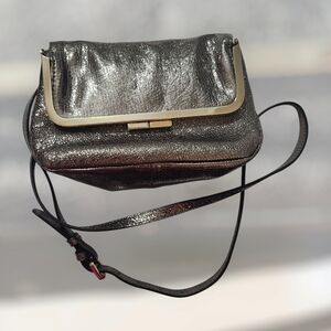 Luxury and Affordable Vince Camuto Silver Tone Leather Shoulder Bag. Pre-loved.